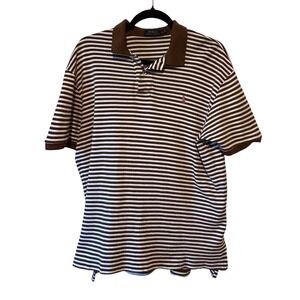 Polo Ralph Lauren Mens Striped Polo Shirt Brown White Pink Pony Logo Size M